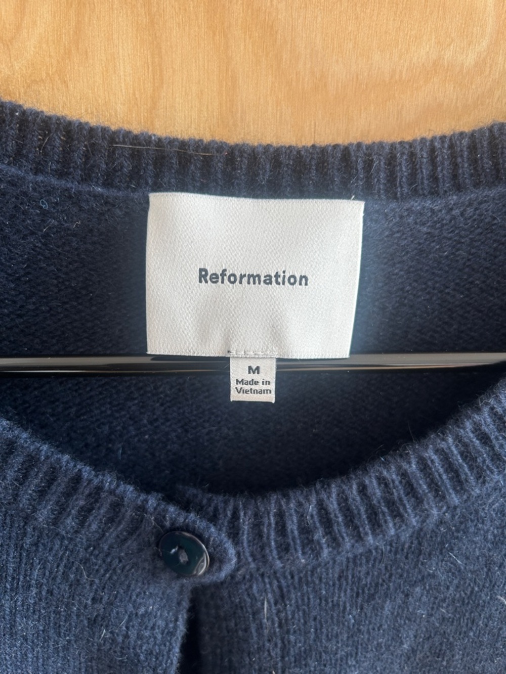 Reformation Navy Blue Button-Up Cashmere Blend Cardigan - Picture 3 of 5